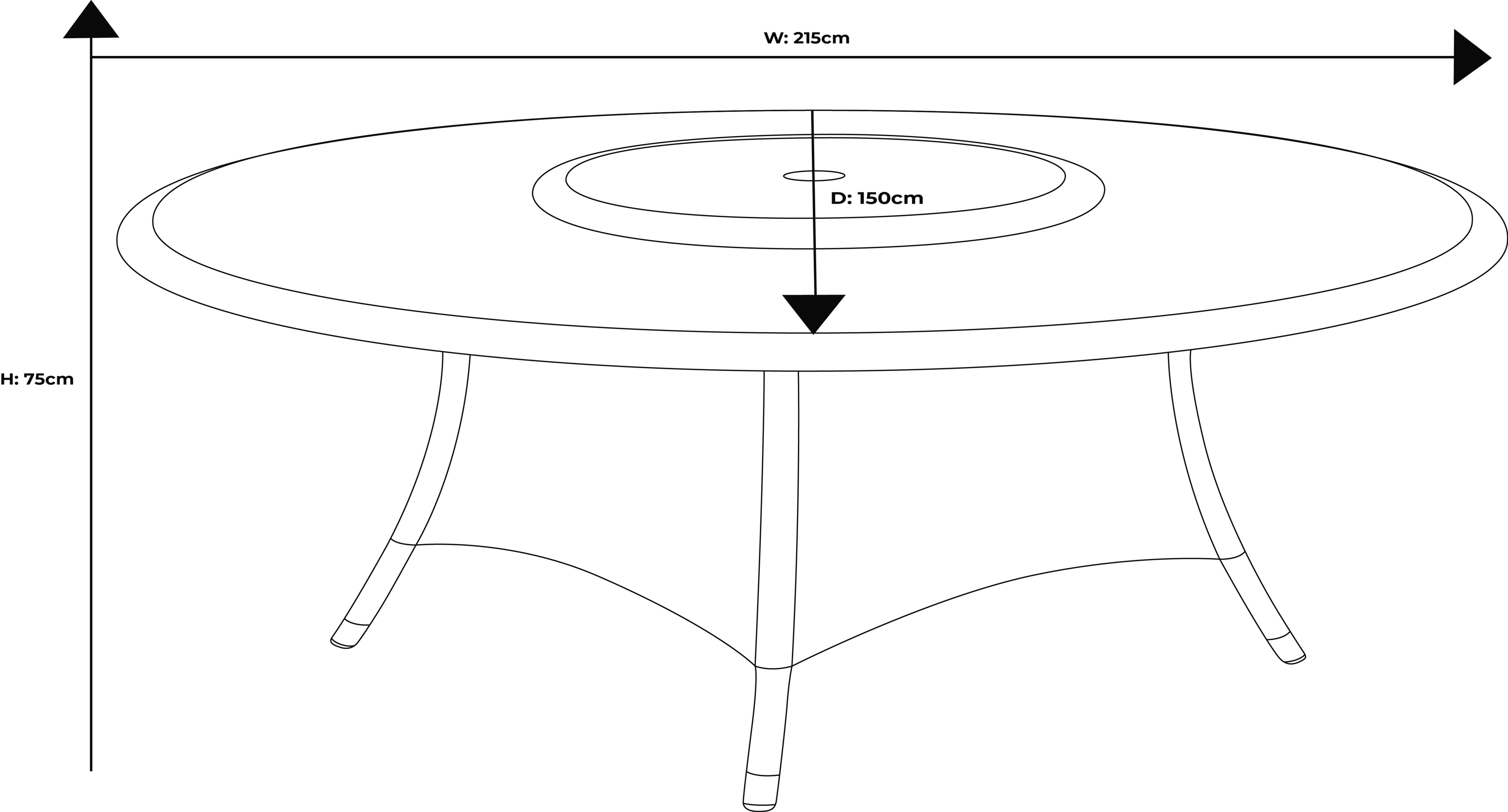 Eton 8 Seat Elliptical Dining Set dimensions